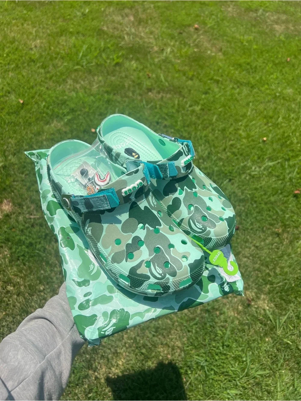 Teal Bape crocs